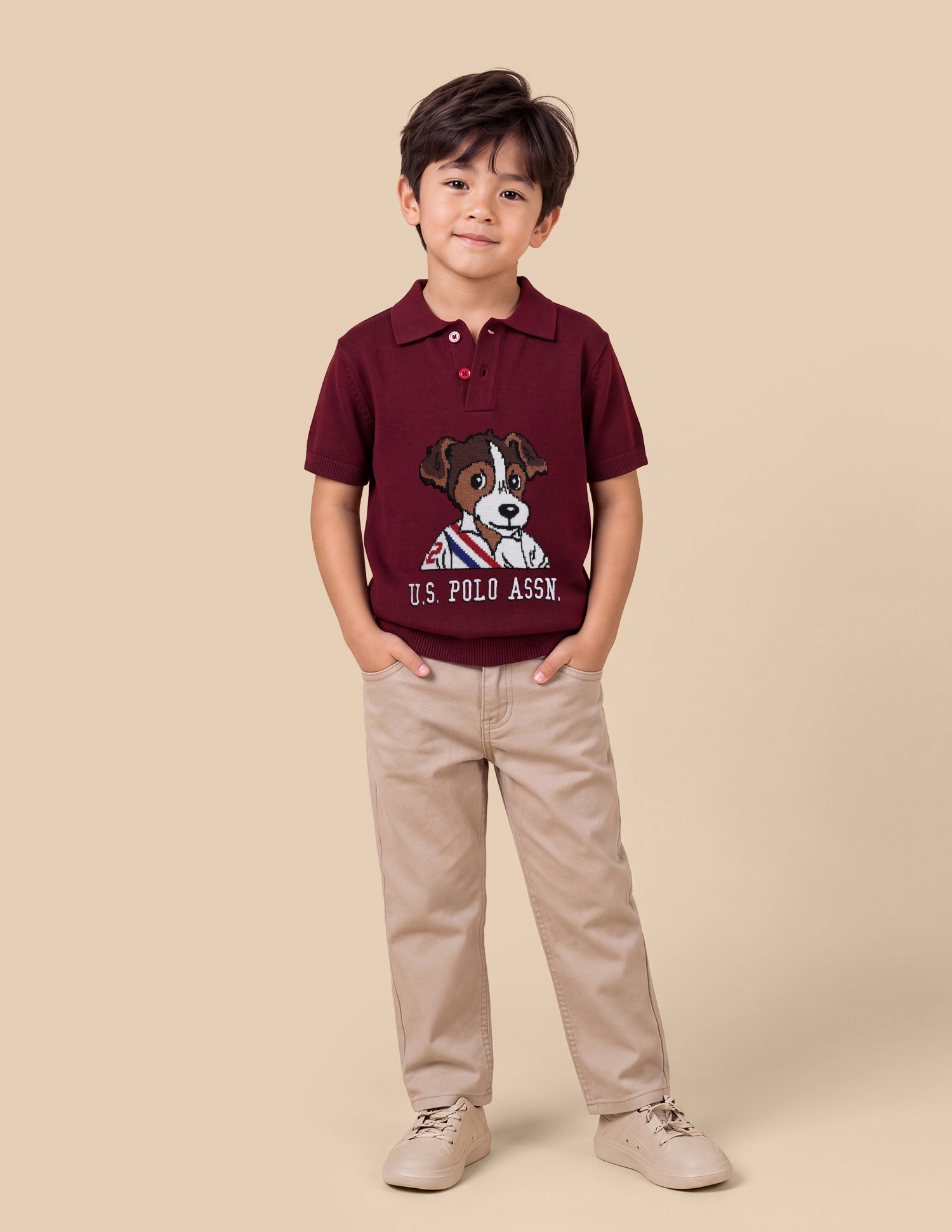 Graphic Brand Printed Regular Fit Polo Shirt Maroon - U.S. Polo Assn. India | Large