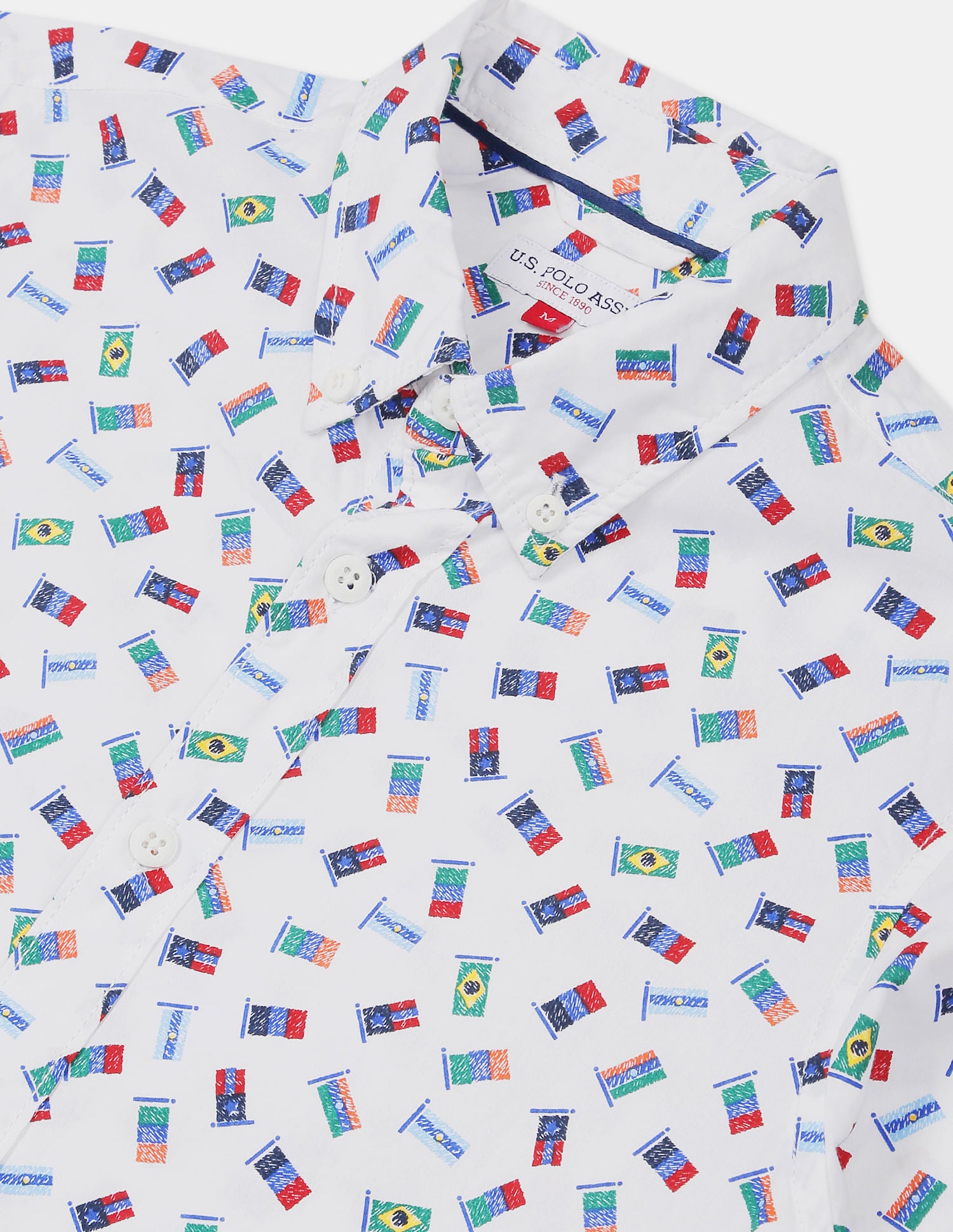 Boys White Button Down Collar Printed Shirt White - U.S. POLO ASSN. | Large