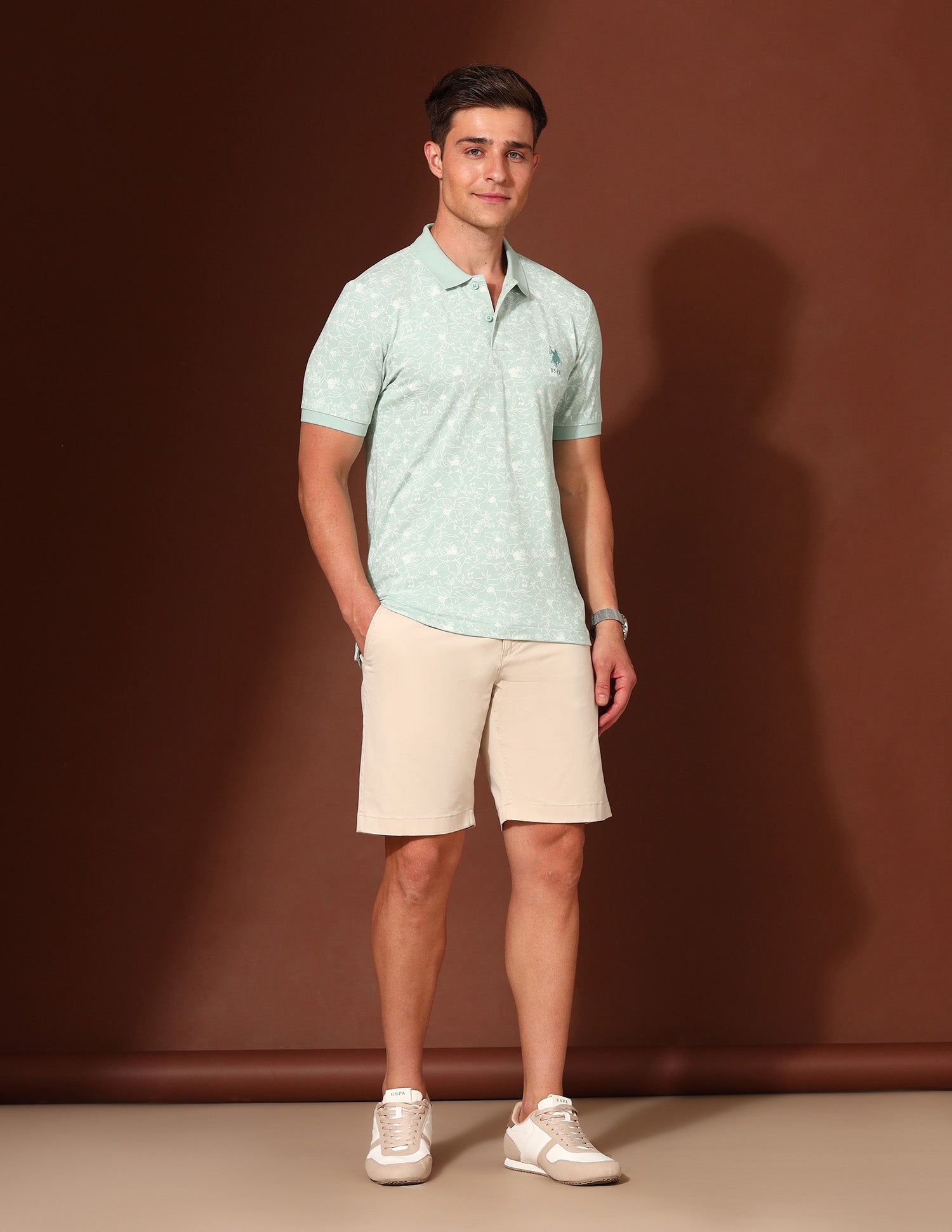 Floral Printed Working Holiday Polo Shirt Aqua - U.S. Polo Assn. India | Large