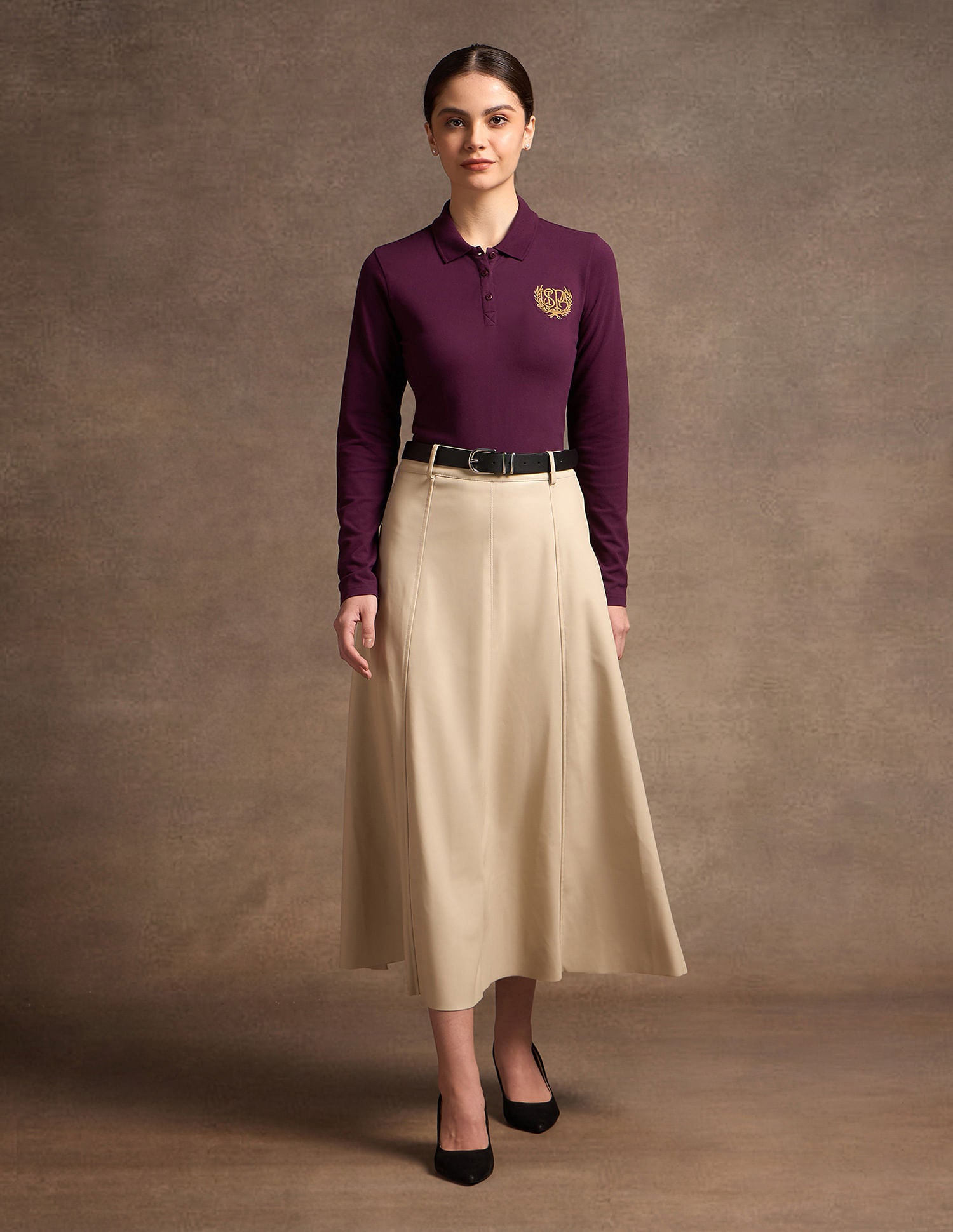 Crest Logo Long Sleeve Polo Shirt Purple - U.S. POLO ASSN. | Large