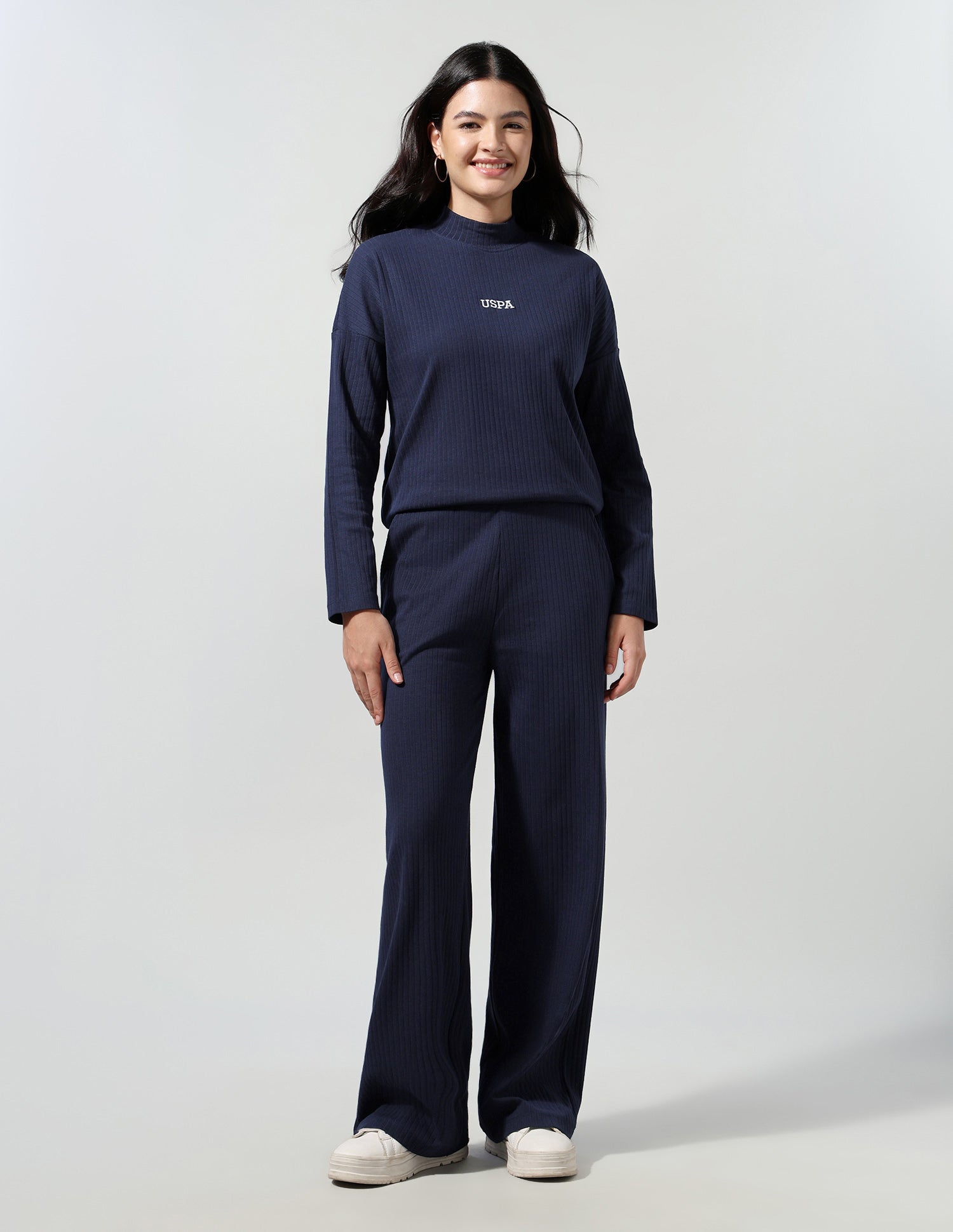 Self Design Vertical Striped Leisure Cord Set Navy - U.S. Polo Assn. India | Large