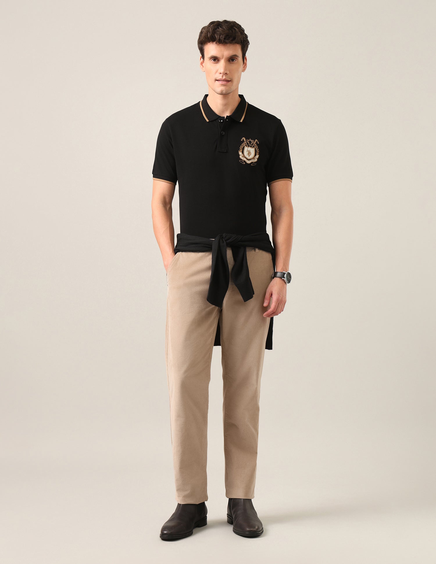Solid Slim Fit Polo Shirt Black - U.S. Polo Assn. India | Large