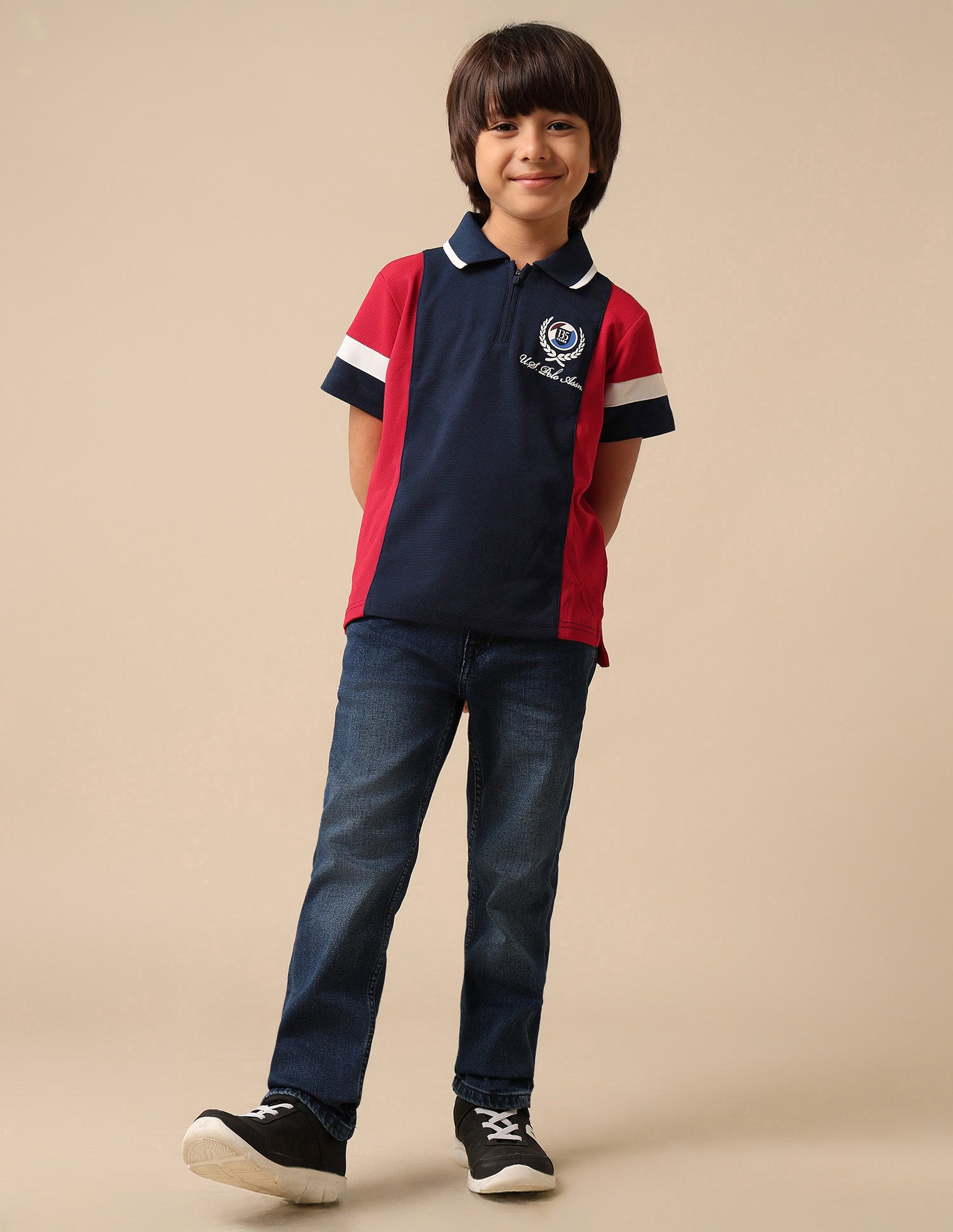 Boys Colour Blocked Regular Fit Polo Shirt Navy - U.S. POLO ASSN. | Large