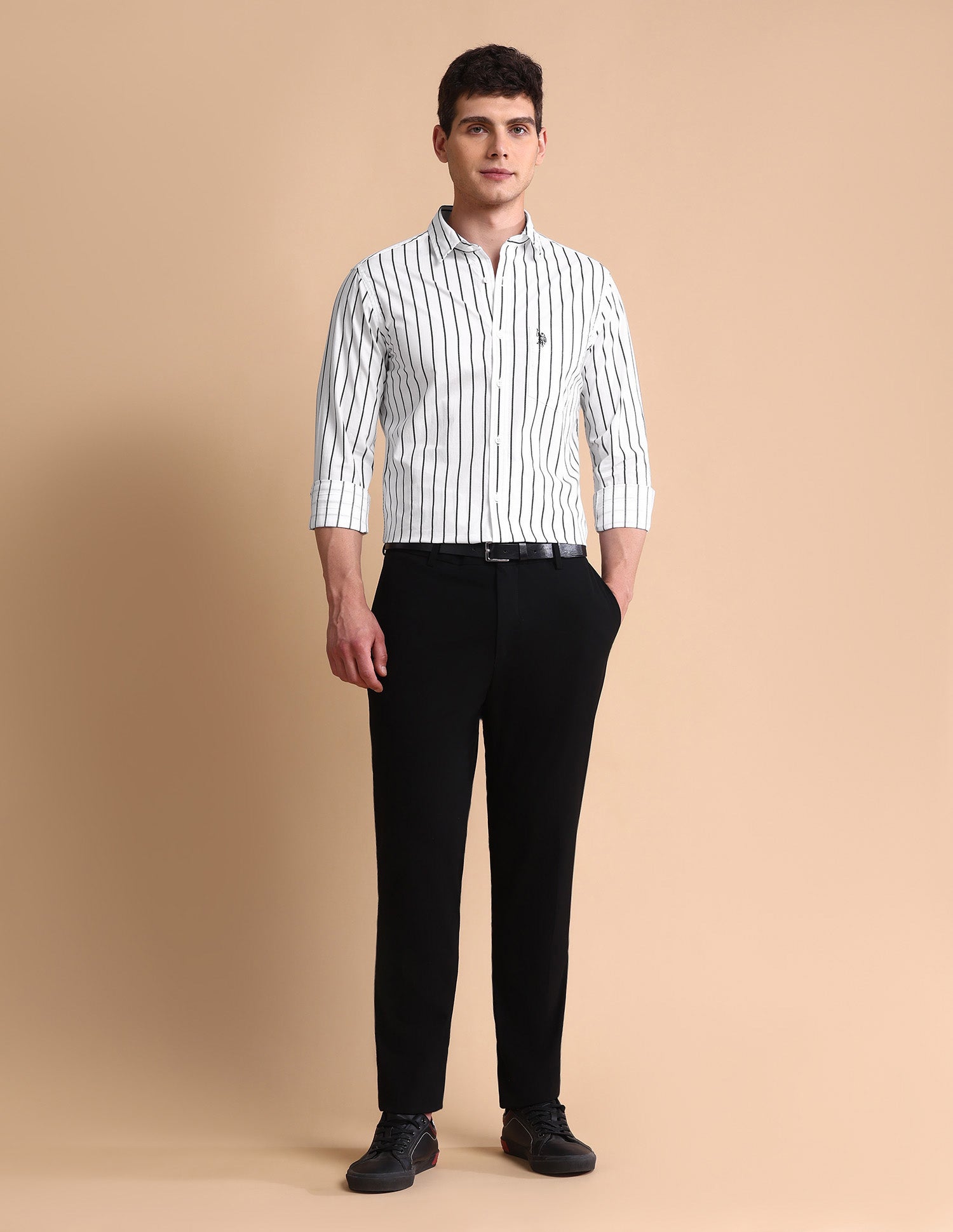 Vertical Striped Tailored Fit Shirt White - U.S. POLO ASSN. | Large