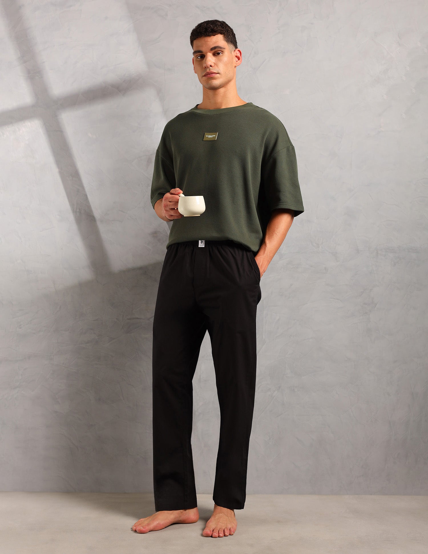 Oversized Fit Cotton PE001 Lounge T-Shirt - Pack Of 1 Olive - U.S. POLO ASSN. | Large