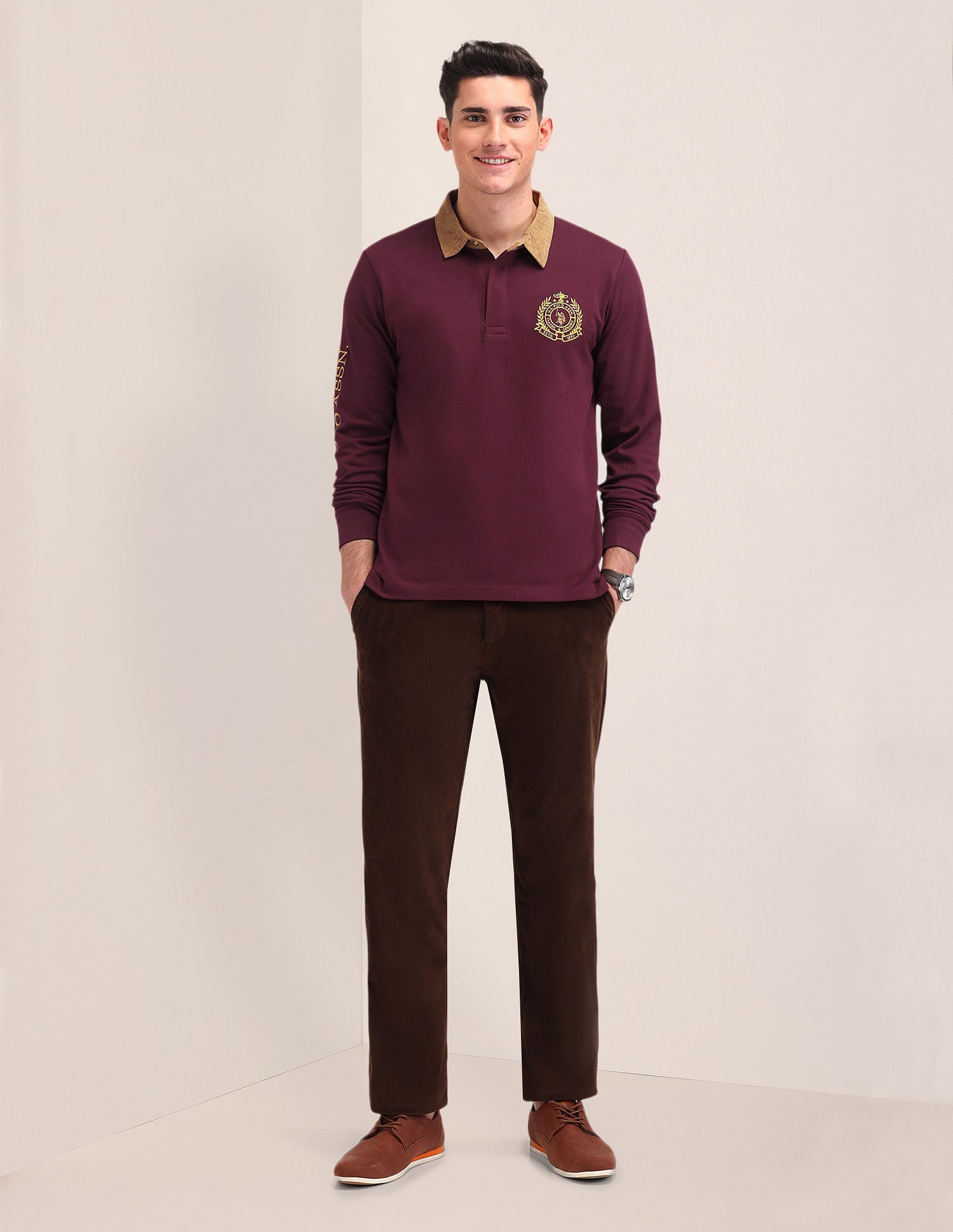 Slim Fit Brand Embroidered Polo Shirt Maroon - U.S. POLO ASSN. | Large