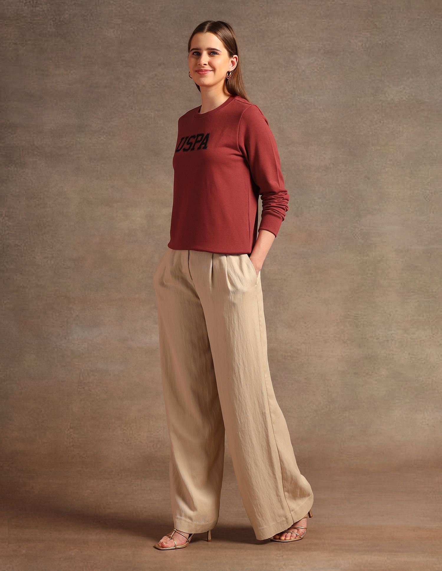 Drop Shoulder Appliqued Sweatshirt Rust - U.S. POLO ASSN. | Large