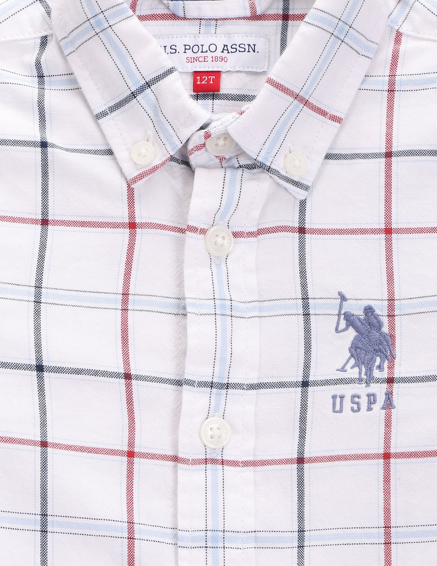 Boys Tartan Check Oxford Shirt White - U.S. POLO ASSN. | Large