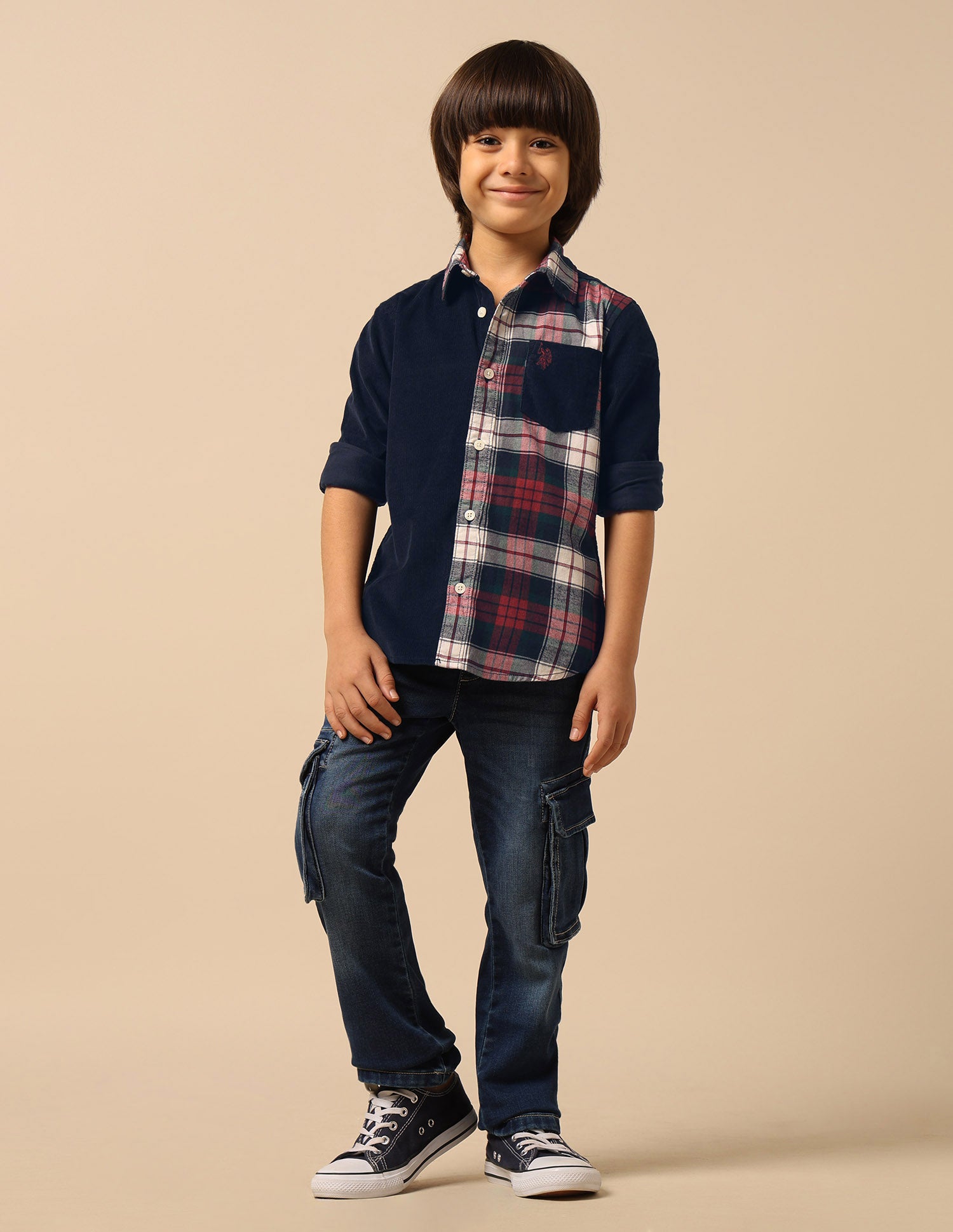 Boys Tartan Checked Twill Shirt Navy - U.S. POLO ASSN. | Large