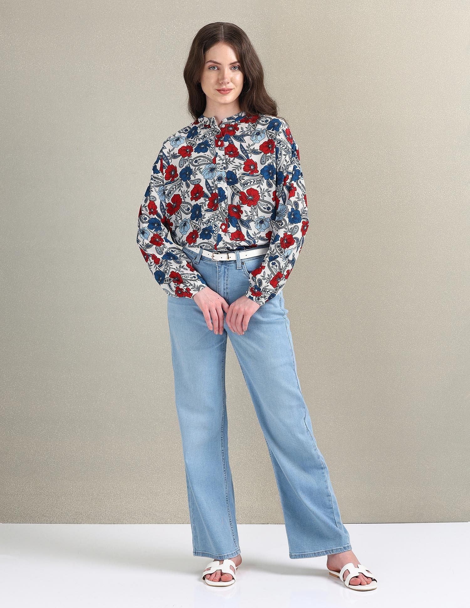 Viscose Floral Top Blue, Red and White - U.S. POLO ASSN. | Large