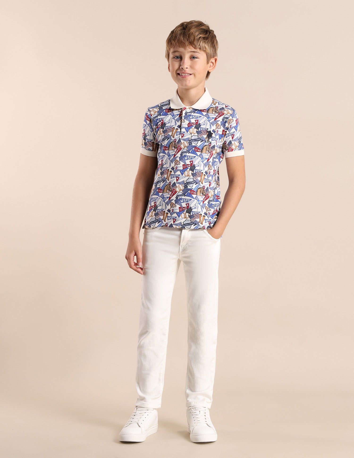 Boys Graphic Regular Fit Polo Shirt White - U.S. POLO ASSN. | Large