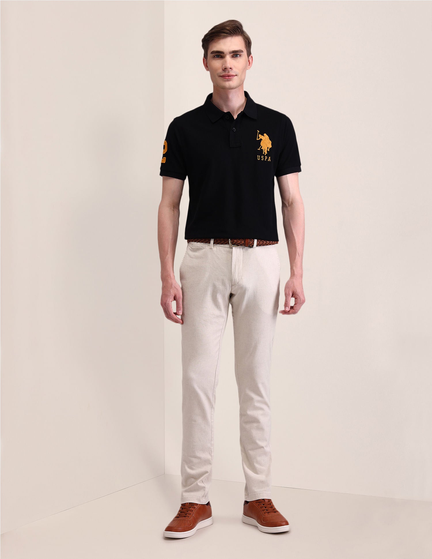 Solid Slim Fit Polo Shirt Black - U.S. POLO ASSN. | Large