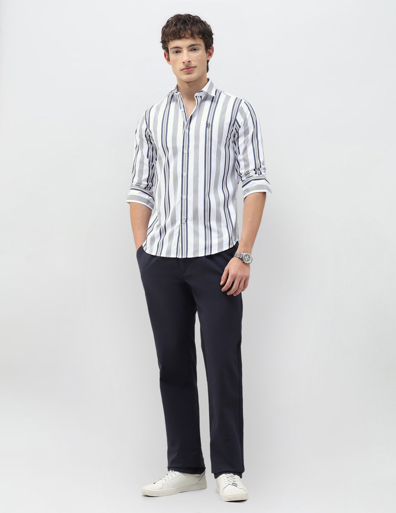 New Port Marina Vertical Striped Shirt Navy - U.S. Polo Assn. India | Large