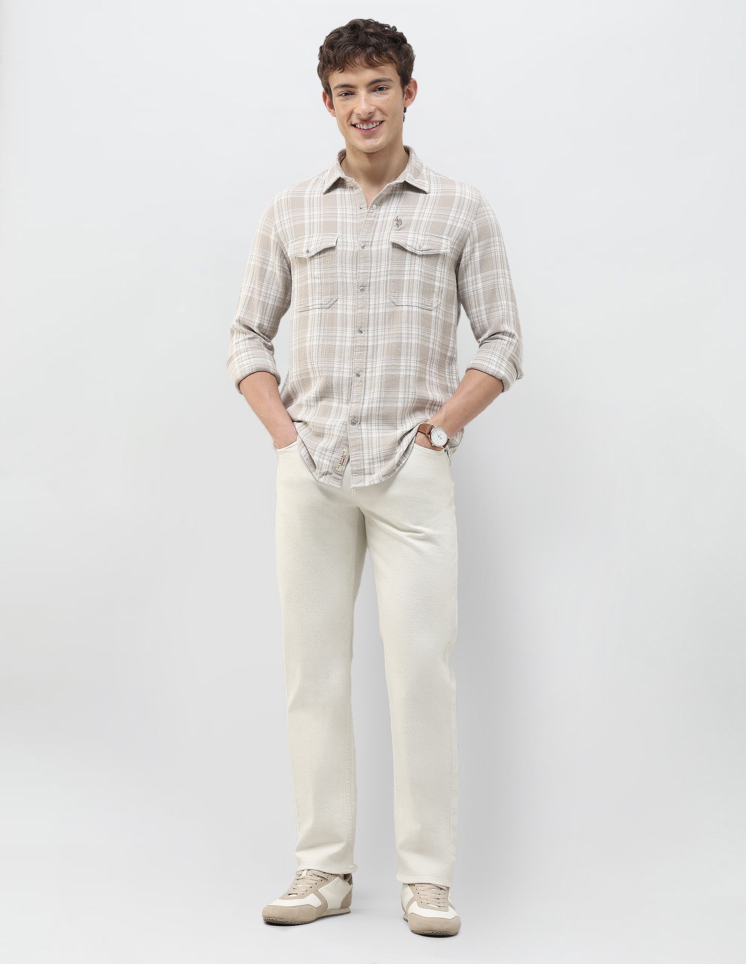 Tartan Checked Dobby Shirt Khaki - U.S. Polo Assn. India | Large