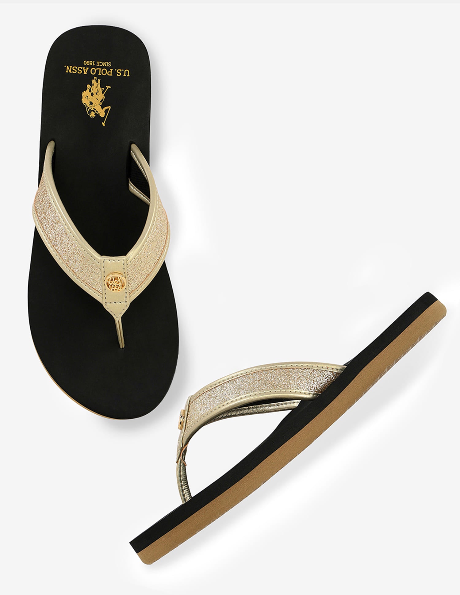 Kirei Glitter Flip Flops Black - U.S. Polo Assn. India | Large
