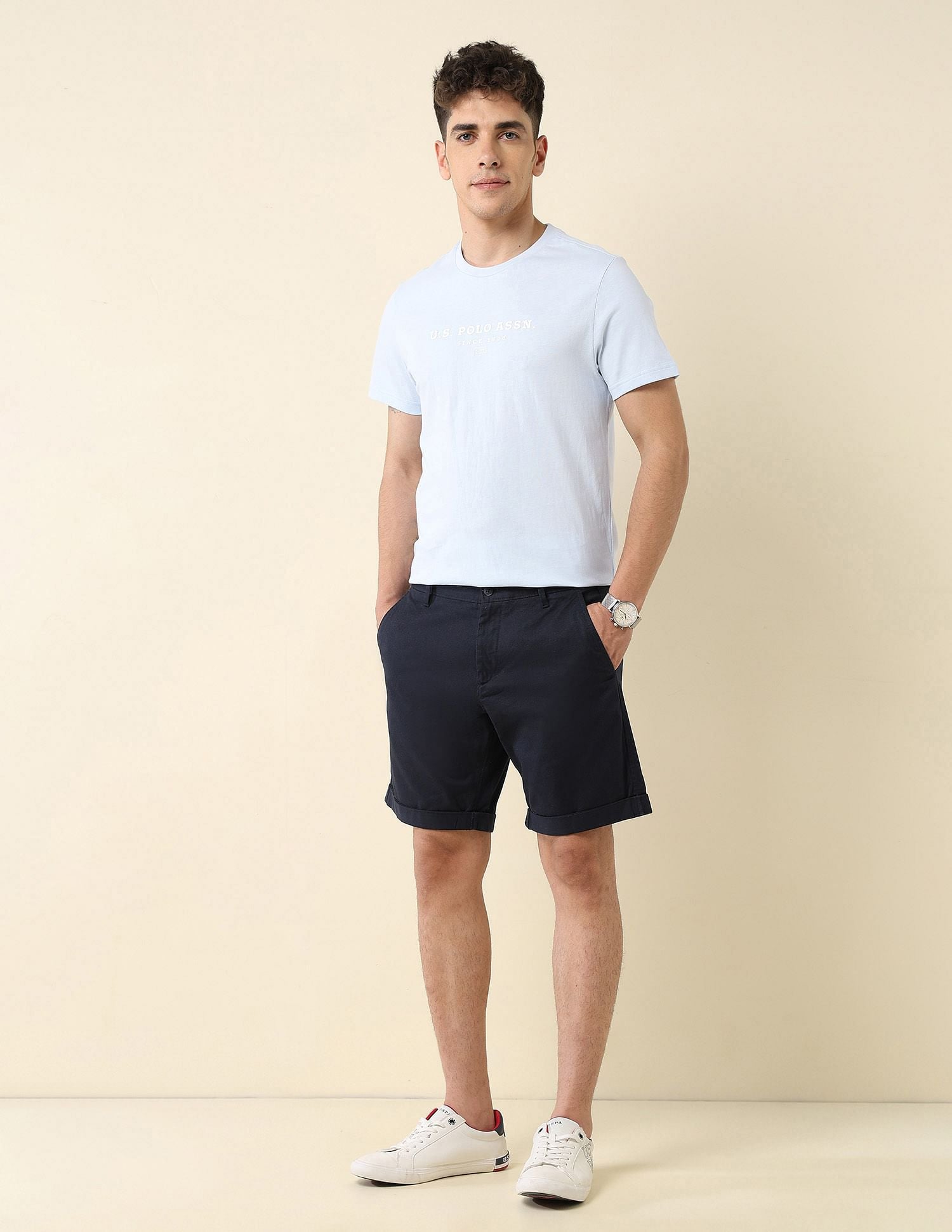 Brand Printed Slim Fit T-Shirt Light Blue - U.S. POLO ASSN. | Large