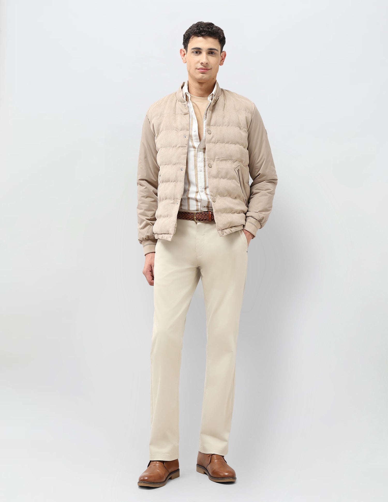 Solid Regular Fit Puffer Jacket Ecru - U.S. POLO ASSN. | Large