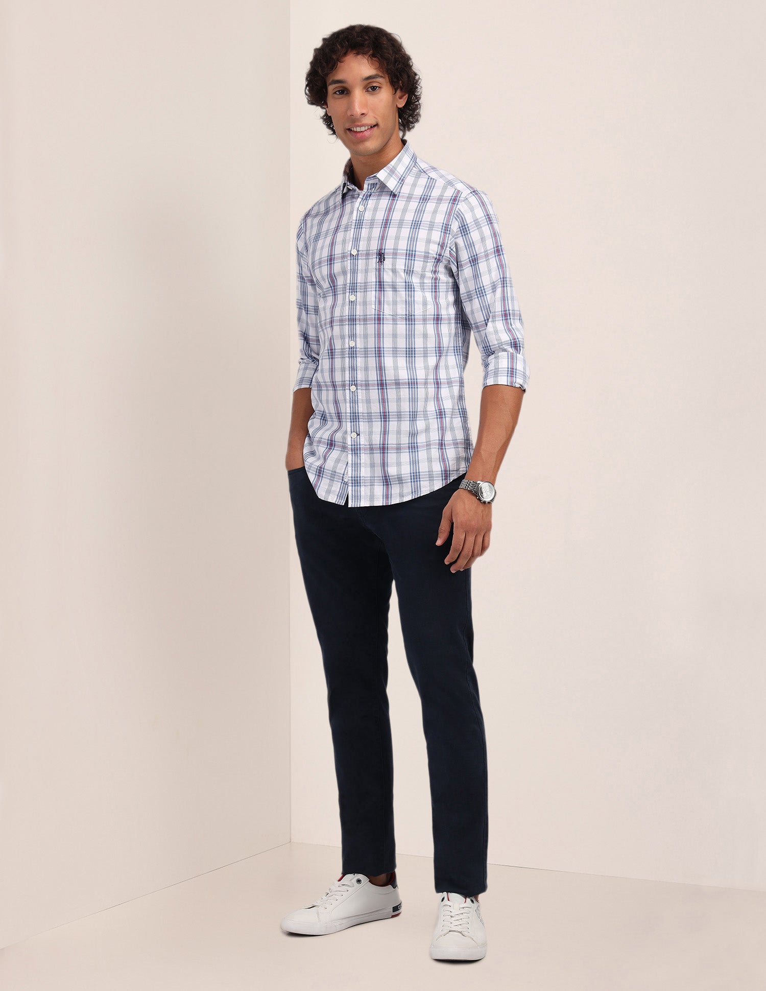 Plaid Checked Poplin Shirt White - U.S. Polo Assn. India | Large