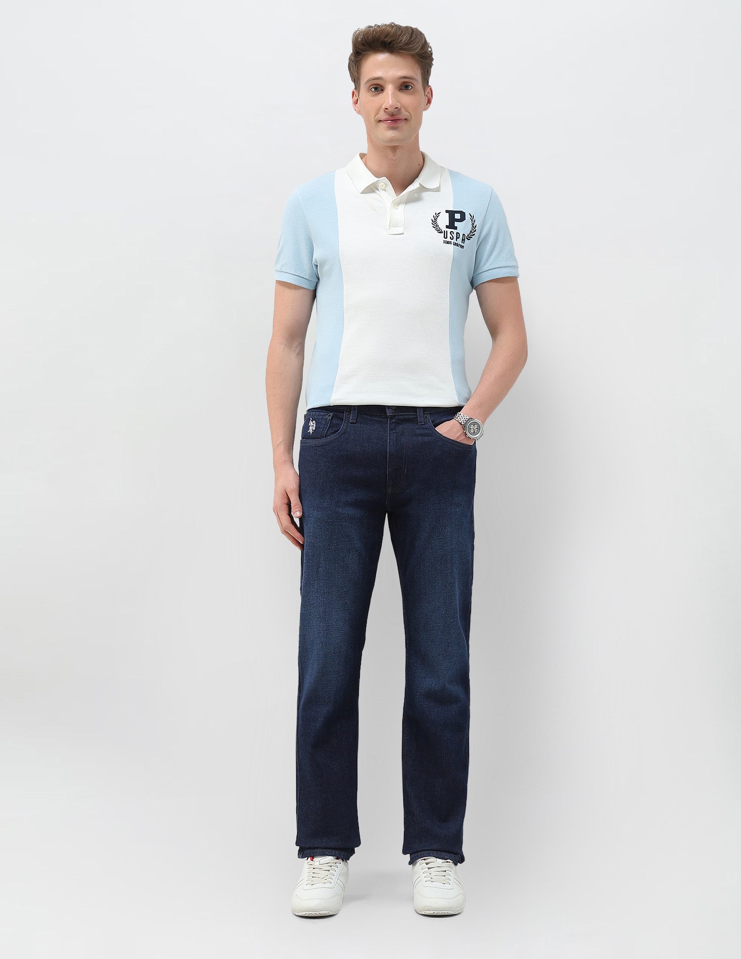 Harold Slim Straight Blue Jeans Blue - U.S. POLO ASSN. | Large