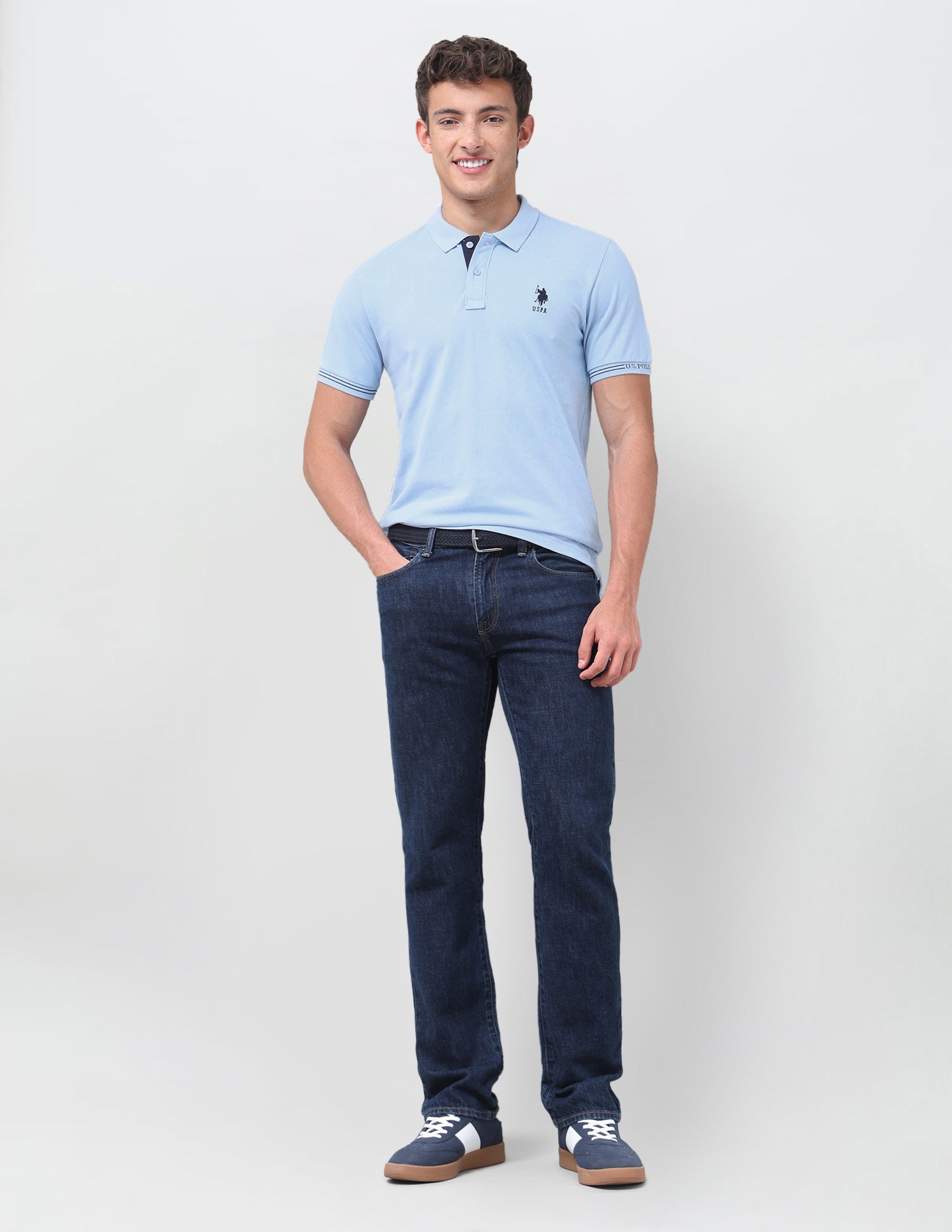 Solid Regular Fit Polo Shirt Light Blue - U.S. Polo Assn. India | Large