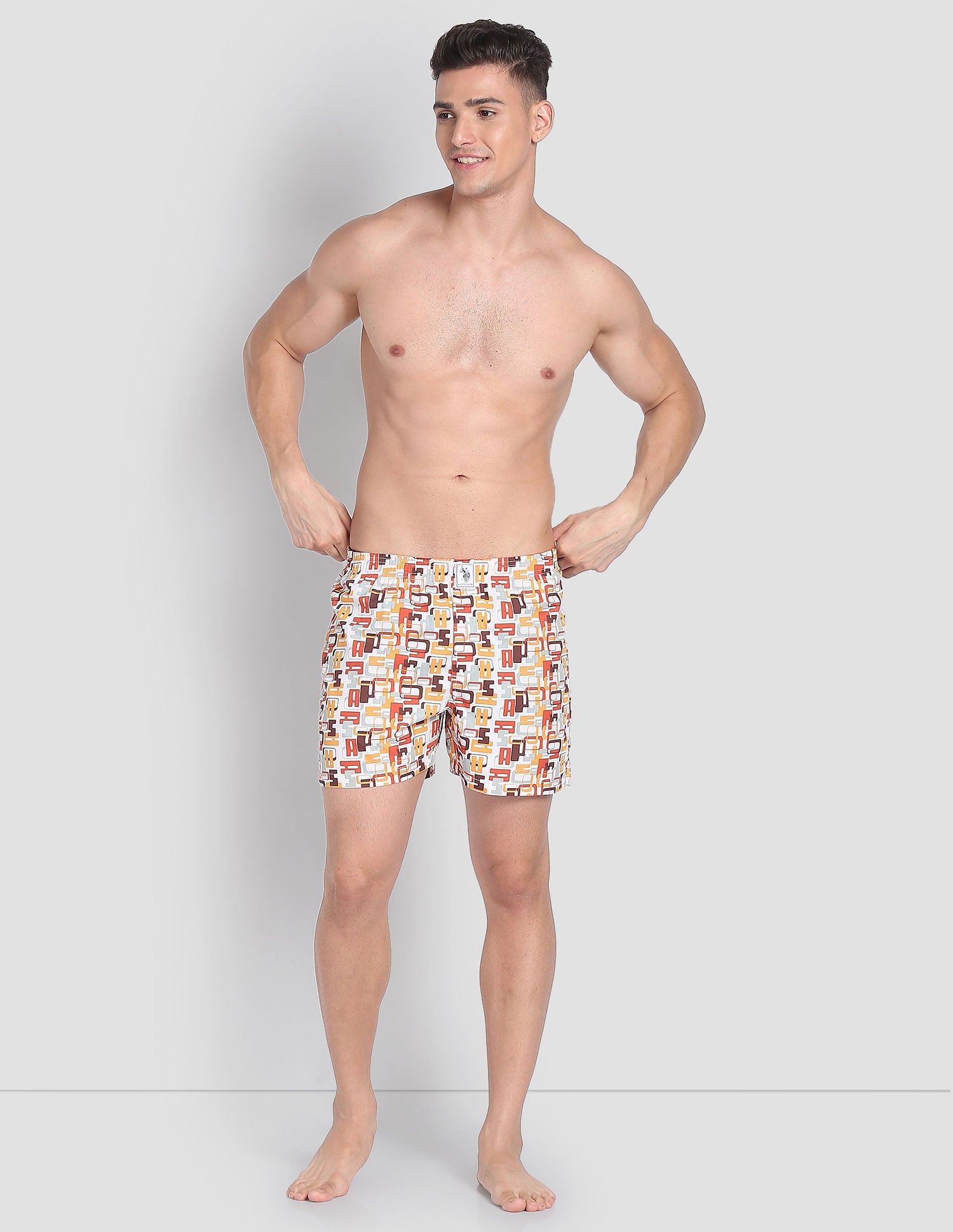 Back Pocket All Over Print IYAC Boxers - Pack Of 1 White and Rust - U.S. POLO ASSN. | Large