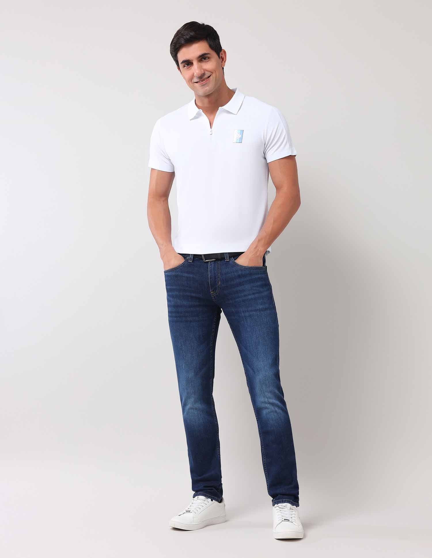 Brandon Slim Tapered Blue Jeans Dark Wash - U.S. Polo Assn. India | Large