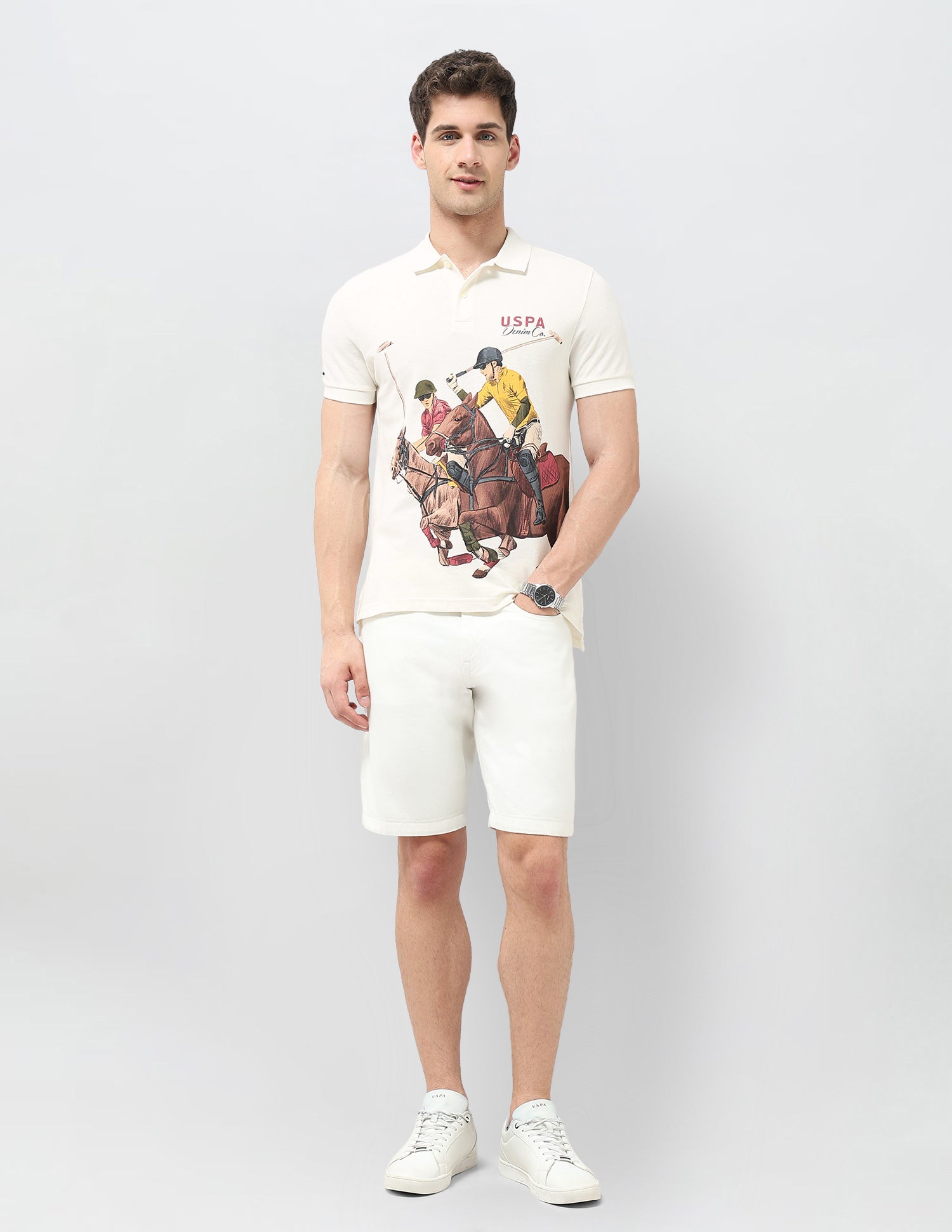 Graphic Printed Regular Fit Polo Shirt Ivory - U.S. POLO ASSN. | Large