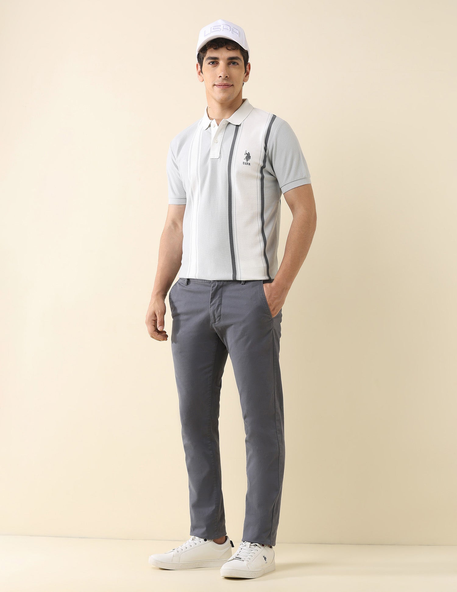 Vertical Striped Working Holiday Polo Shirt Grey - U.S. Polo Assn. India | Large