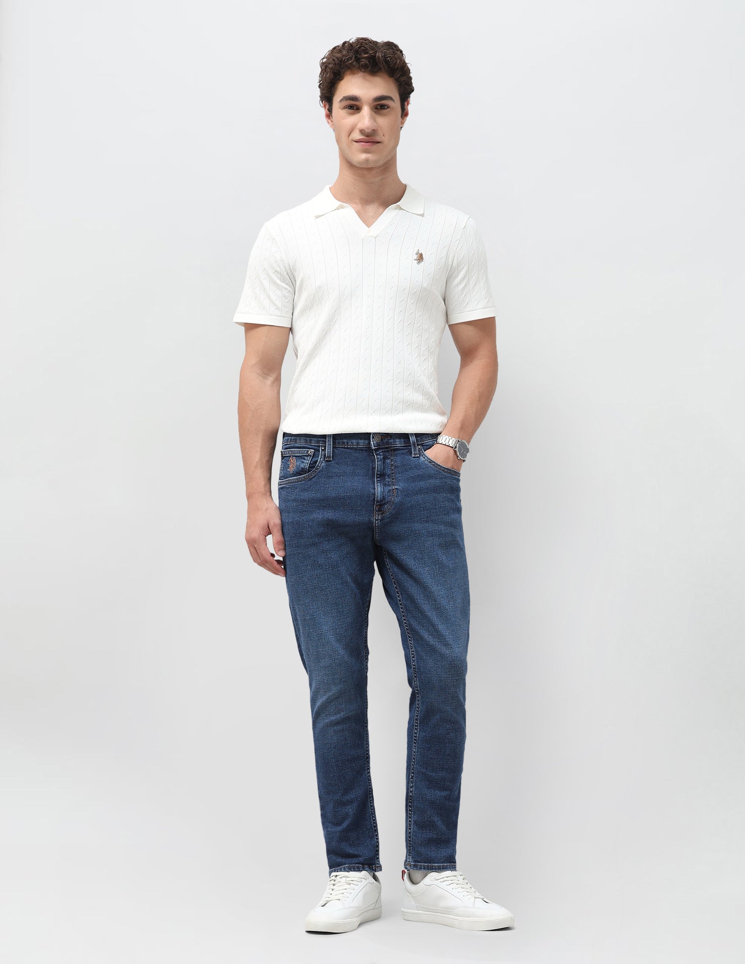 Henry Tapered Cropped Fit Blue Jeans Dark Blue - U.S. Polo Assn. India | Large