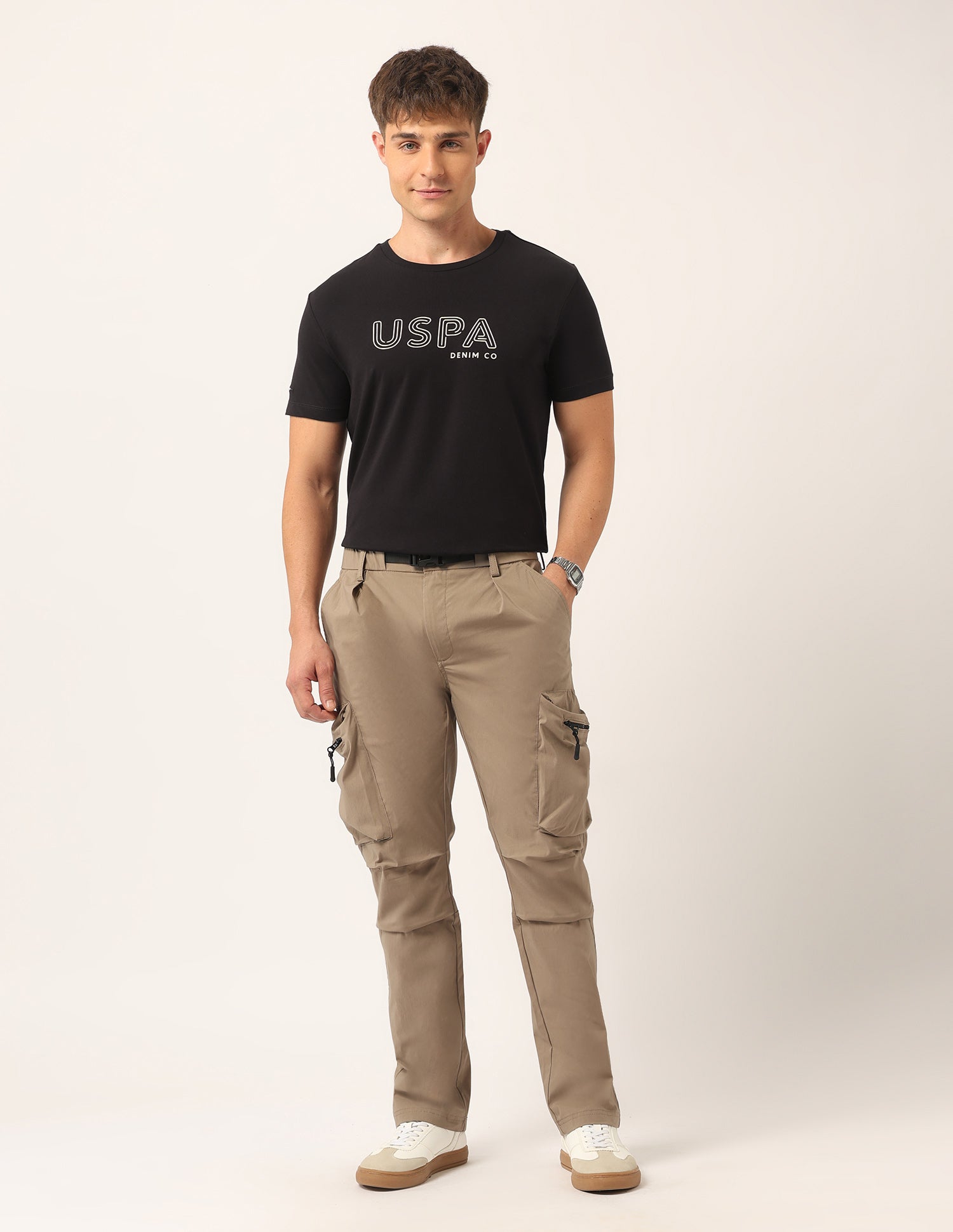 Brand Printed Muscle Fit T-Shirt Dark Brown - U.S. Polo Assn. India | Large