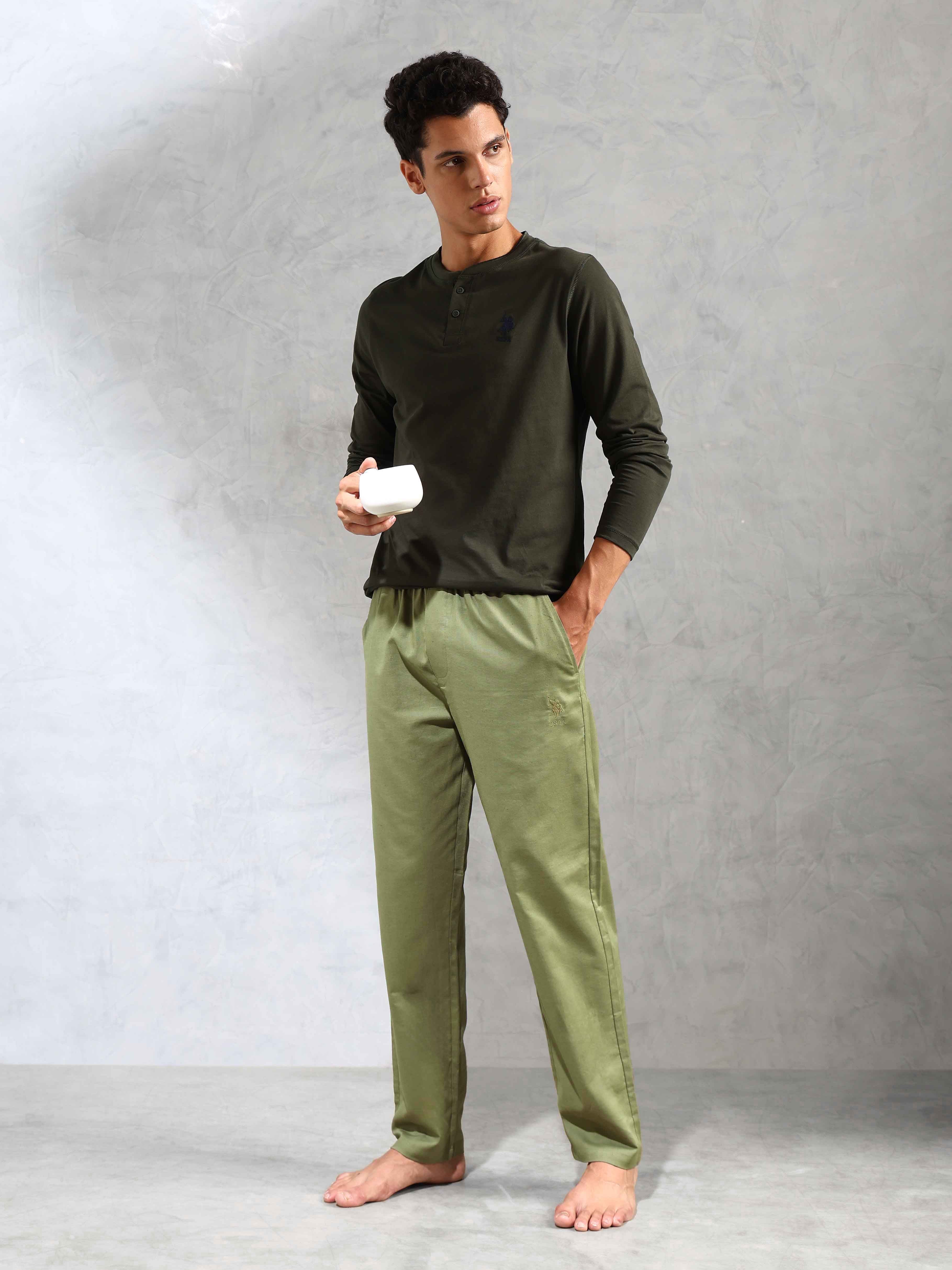 Relaxed Fit Cotton Linen OELP8 Lounge Pants - Pack Of 1 Sage - U.S. POLO ASSN. | Large