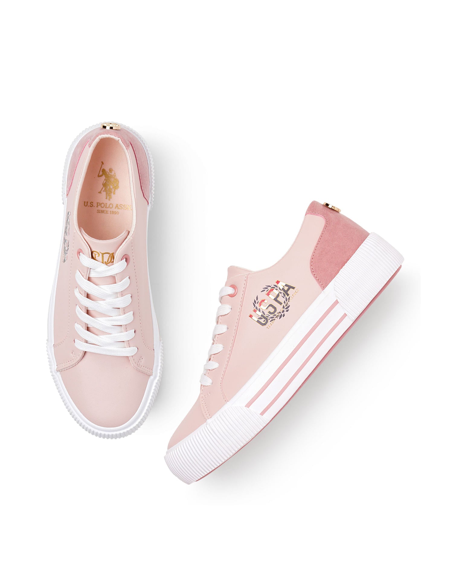 Women Hollie Colour Block Sneakers Pink - U.S. Polo Assn. India | Large