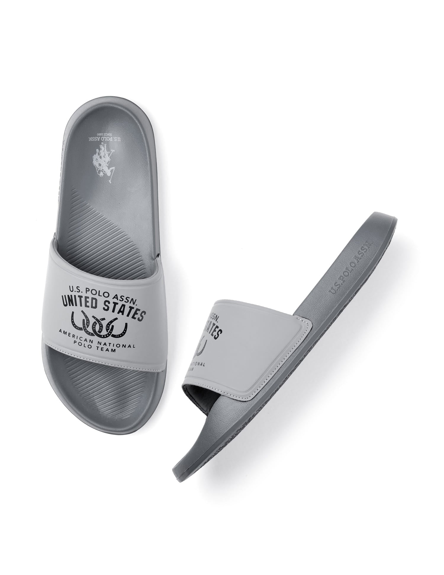 Men Toni Printed Sliders Light Grey - U.S. Polo Assn. India | Large