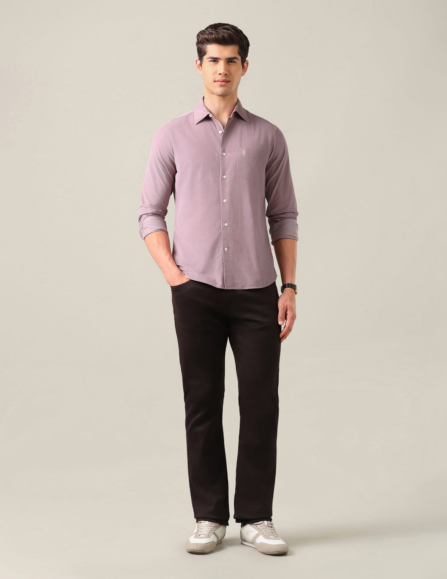 Tailored Fit Corduroy Shirt Pink - U.S. Polo Assn. India | Large
