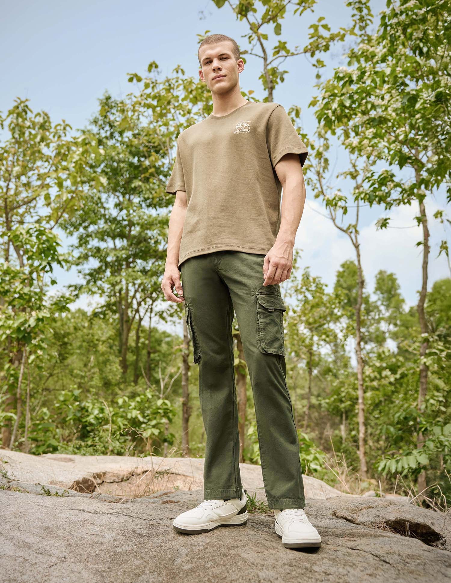 Mid Rise Twill Straight Fit Trousers Olive - U.S. Polo Assn. India | Large