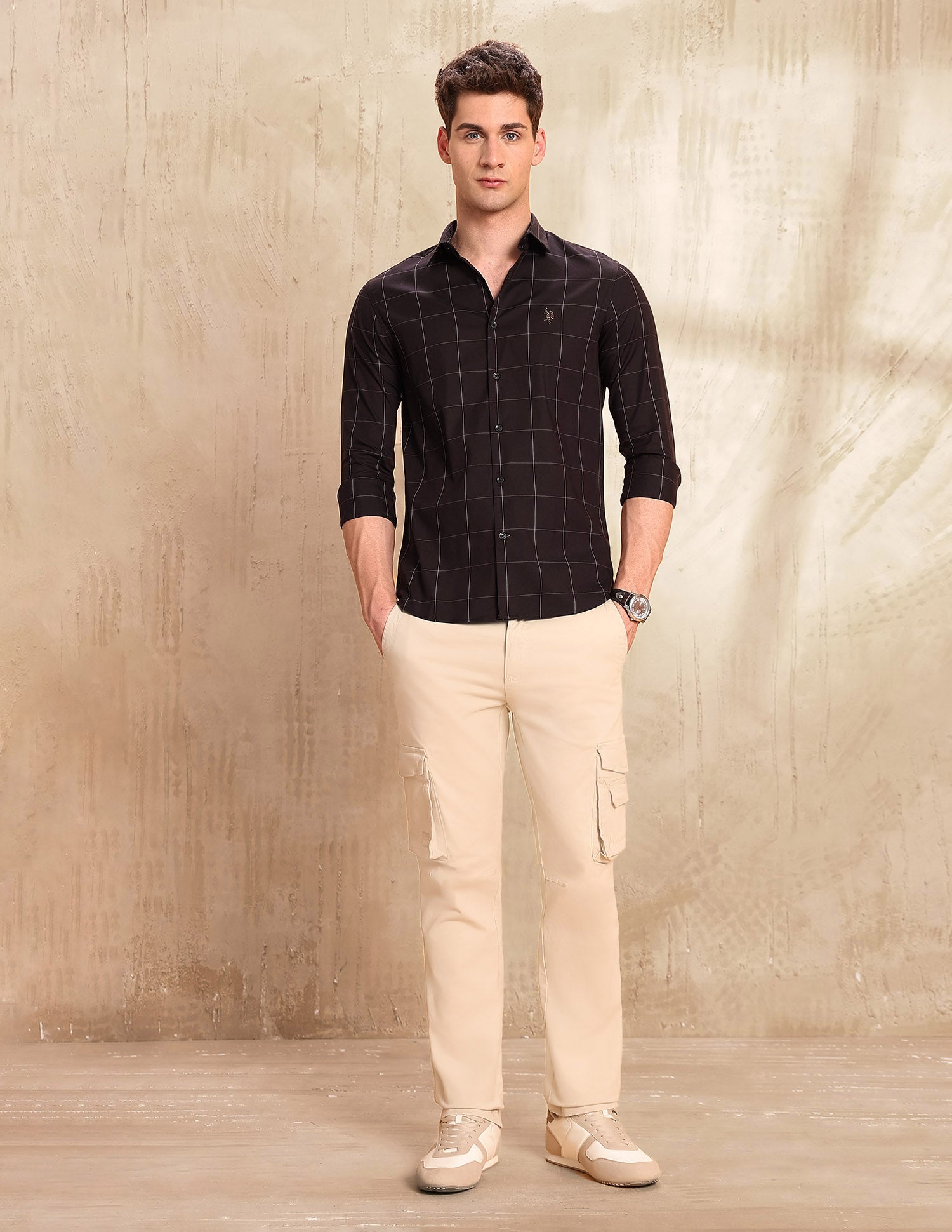 Twill Tailored Fit Shirt Choco - U.S. POLO ASSN. | Large