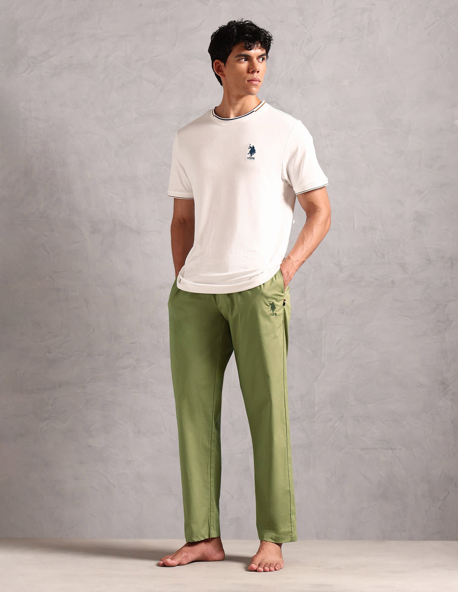 Relaxed Fit Solid LP003 Lounge Pants - Pack Of 1 Light Green - U.S. Polo Assn. India | Large