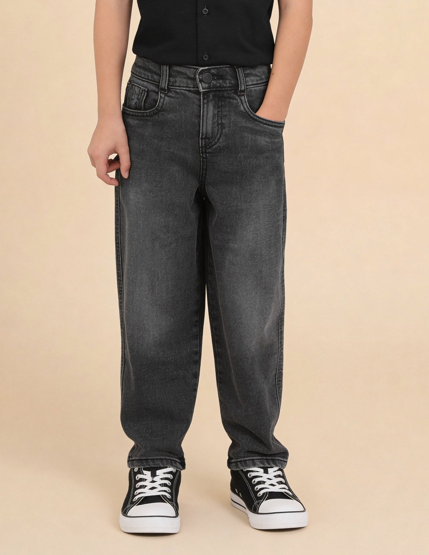 Stone Washed Baggy Fit Jeans Dark Grey - U.S. Polo Assn. India | Large