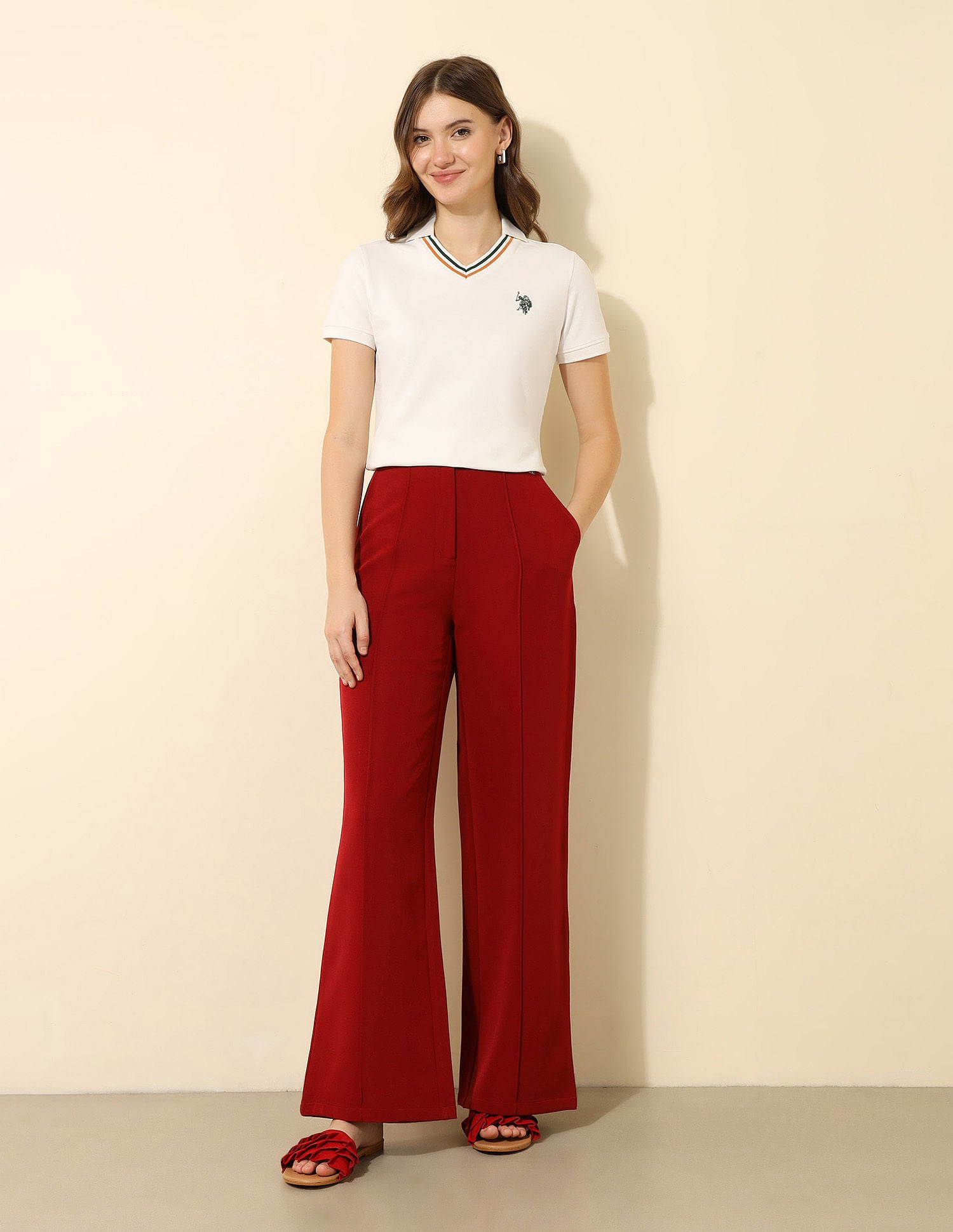 Regular Fit Solid Polo Shirt Off White - U.S. POLO ASSN. | Large