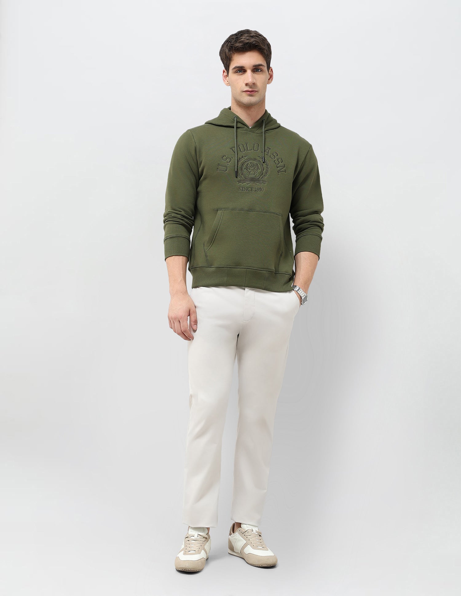 Brand Embroidered Hooded Sweatshirt Olive - U.S. POLO ASSN. | Large