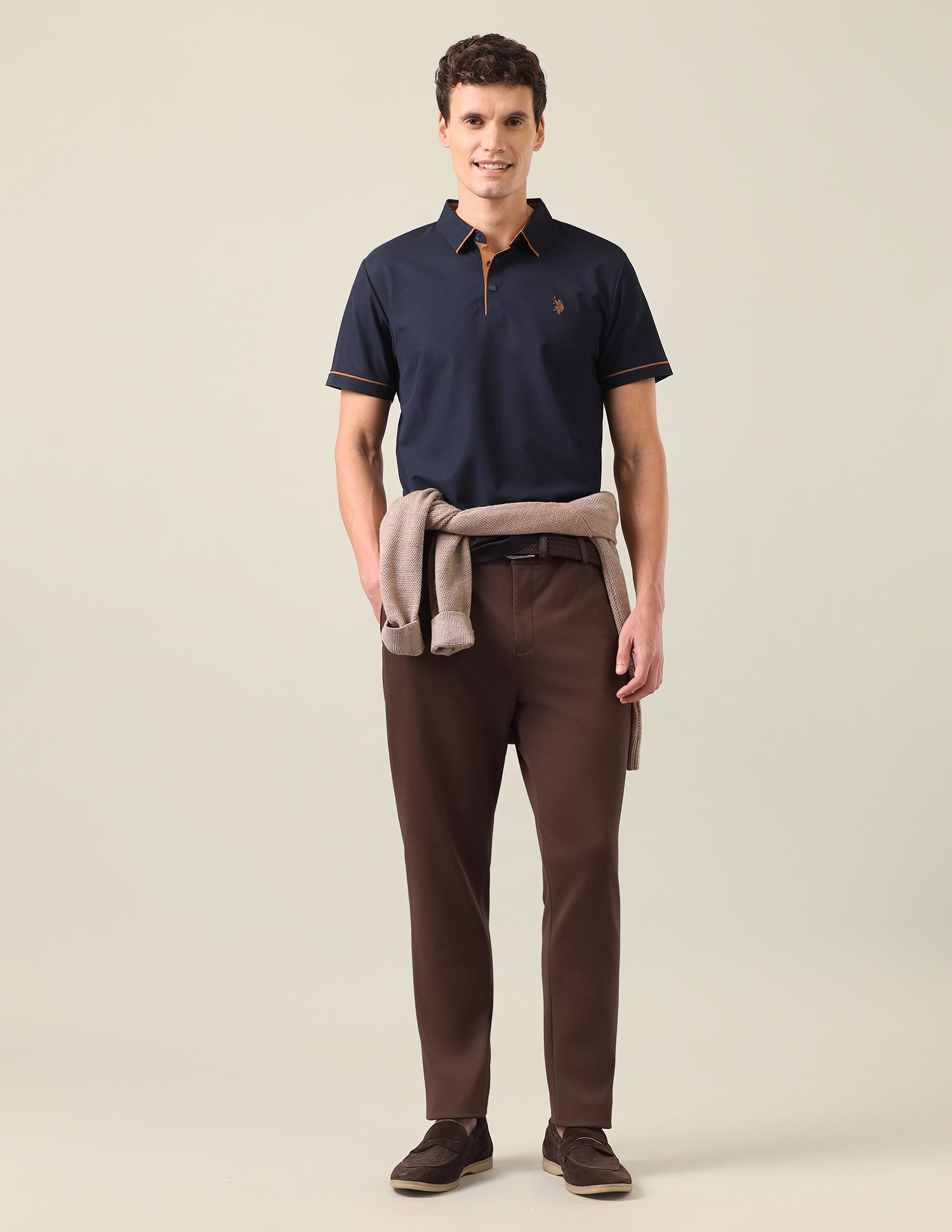 Solid Slim Fit Polo Shirt Navy - U.S. Polo Assn. India | Large