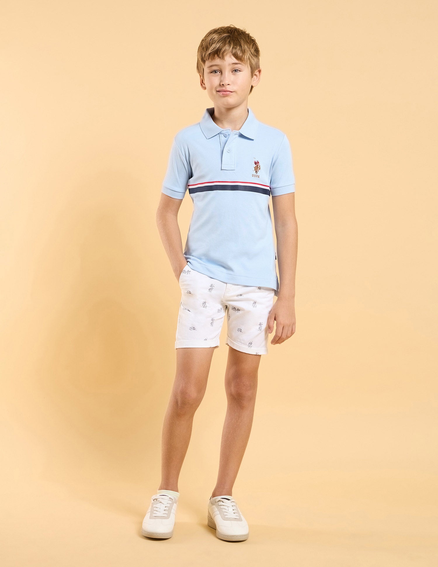 Boys Regular Fit Horizontal Striped Polo Shirt Blue - U.S. POLO ASSN. | Large