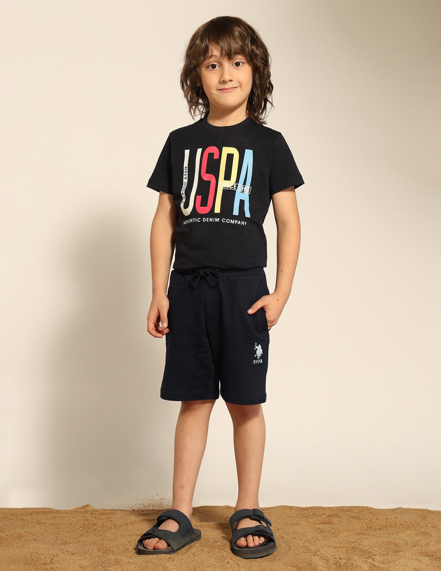 Boys Pure Cotton Mid Rise Shorts Navy - U.S. POLO ASSN. | Large