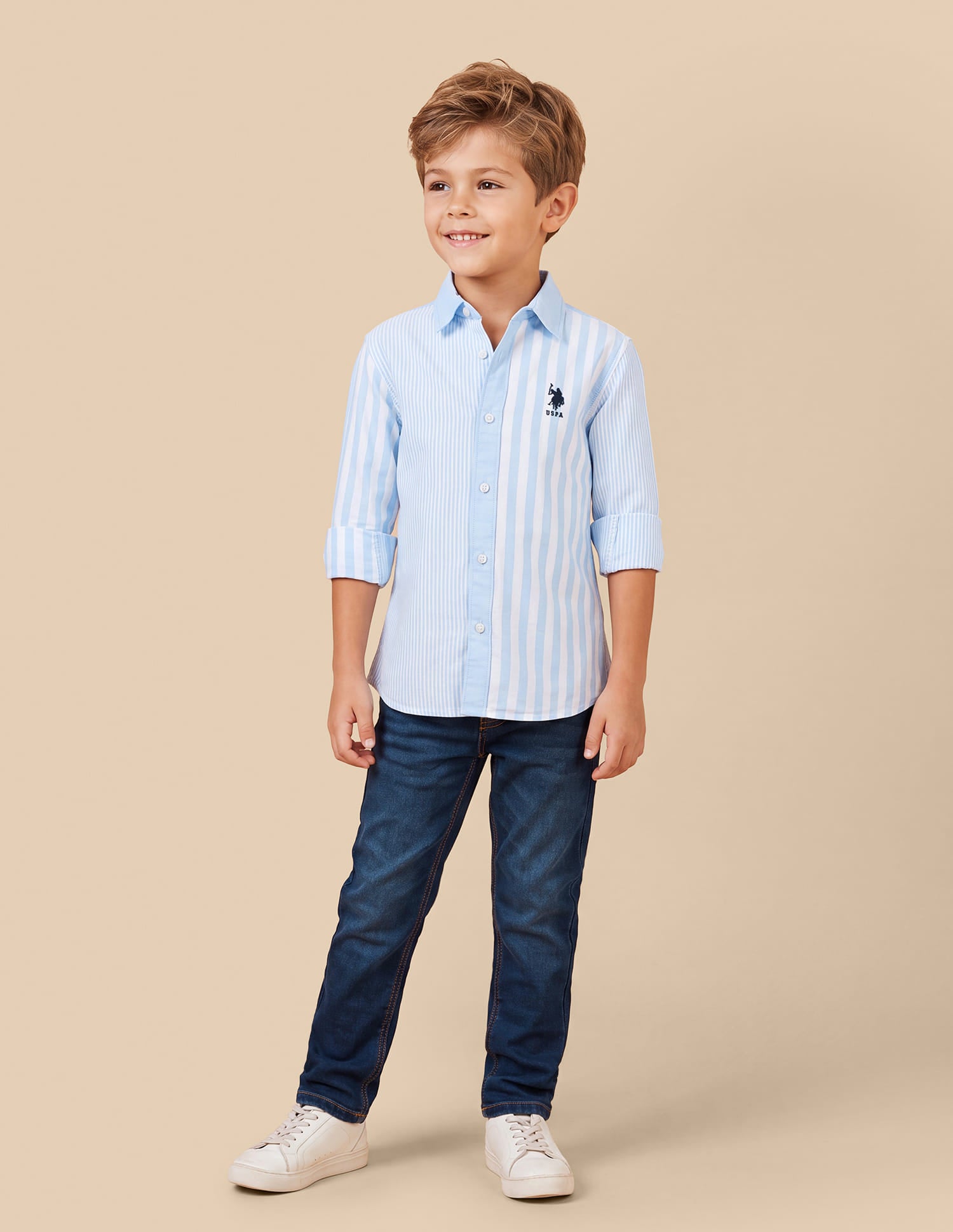 Vertical Striped Regular Fit Shirt Blue - U.S. Polo Assn. India | Large
