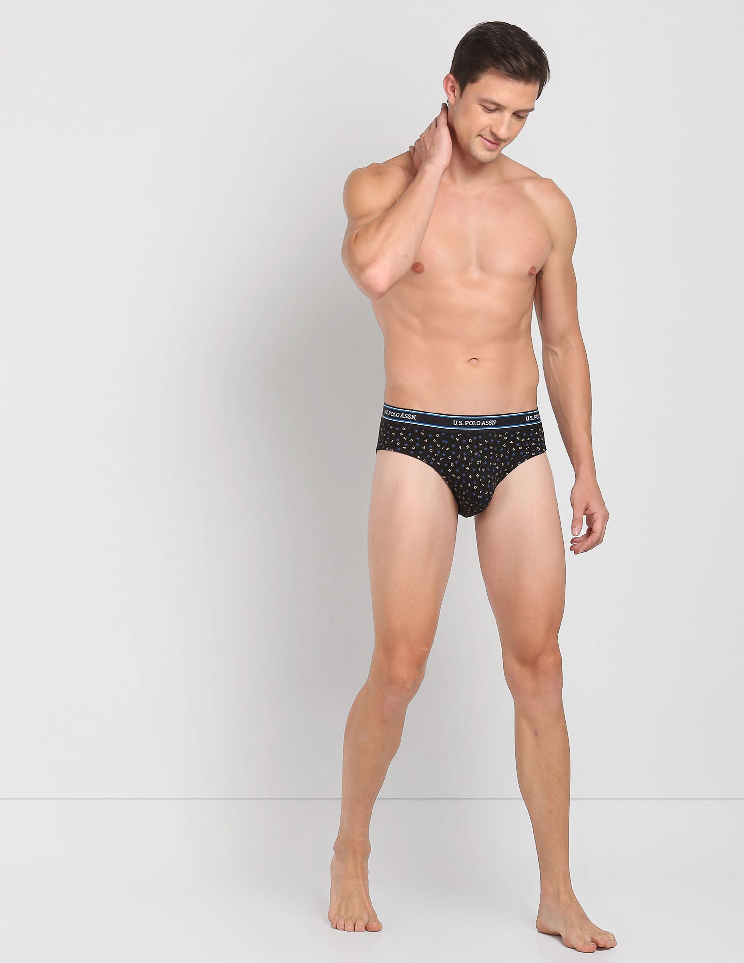 Printed Cotton Stretch Jersey I615 Briefs - Pack Of 1 Black - U.S. POLO ASSN. | Large