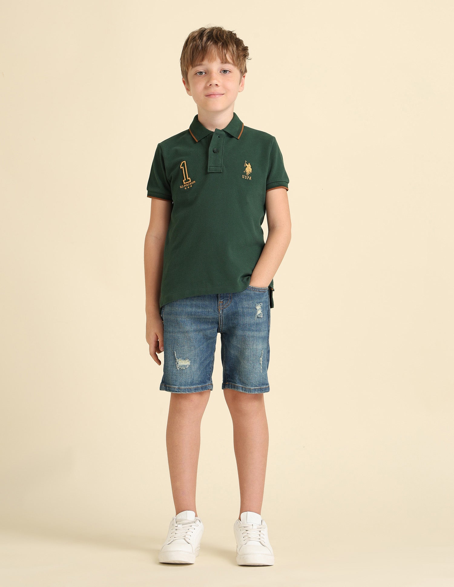 Boys Brand Appliqued Regular Fit Polo Shirt Dark Green - U.S. POLO ASSN. | Large