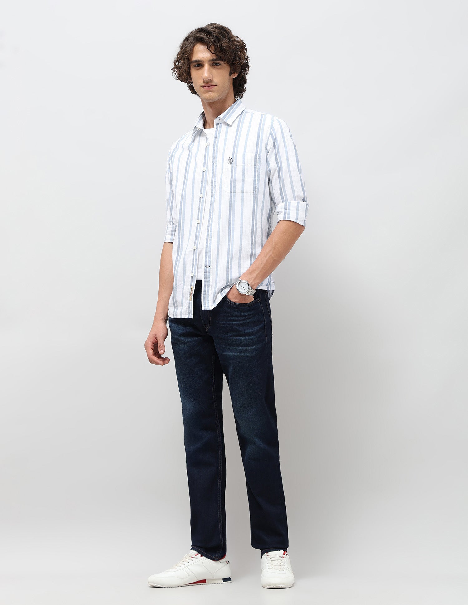 Pure Cotton Slim Fit Shirt Blue - U.S. POLO ASSN. | Large