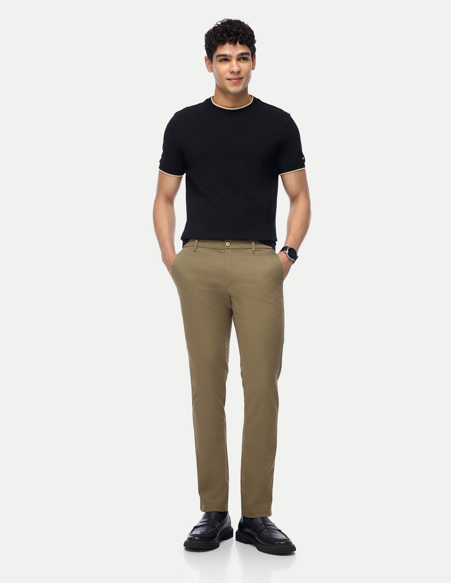 Denver Slim Fit Satin Trousers Khaki - U.S. Polo Assn. India | Large