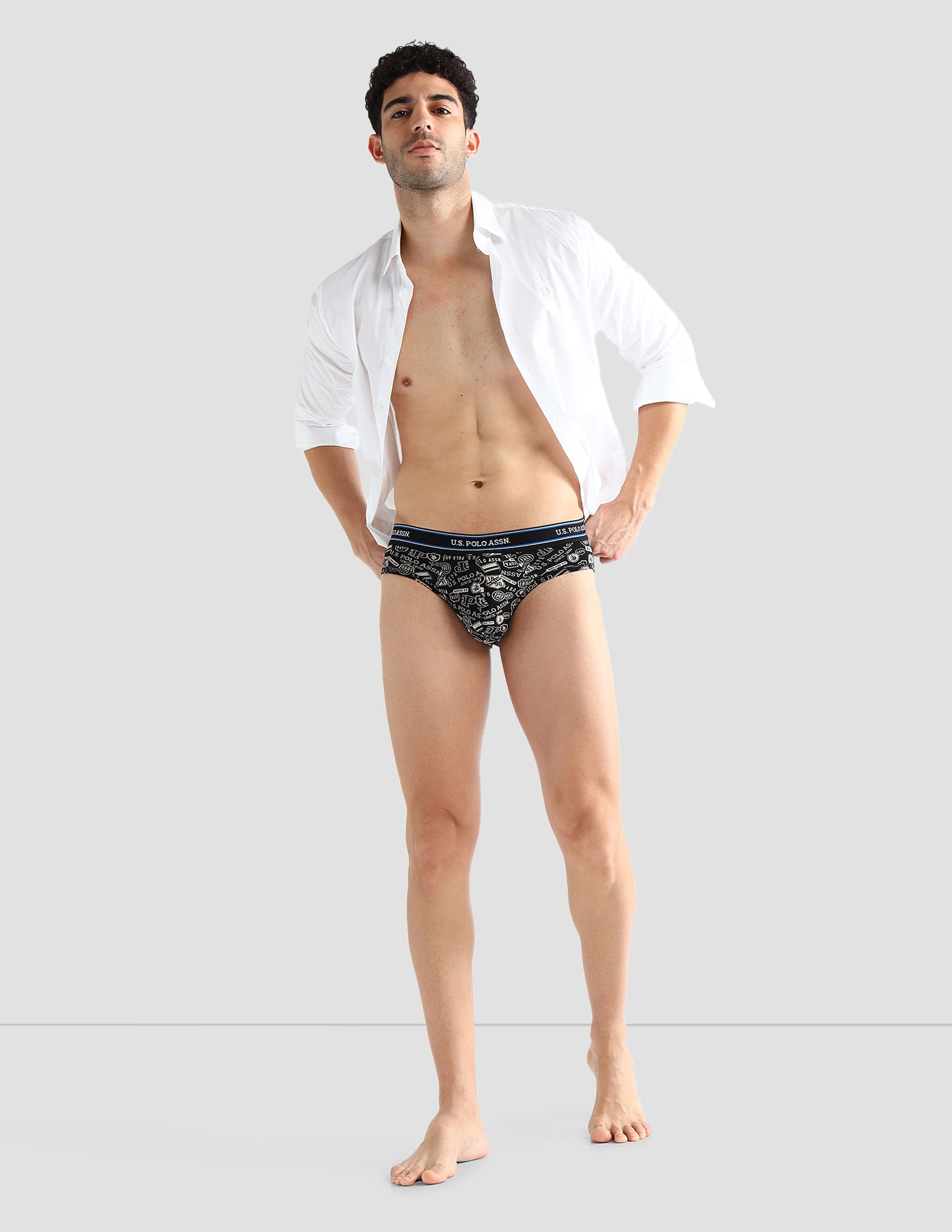 Elasticized Waist Printed I615 Briefs - Pack Of 2 Black and Navy - U.S. POLO ASSN. | Large