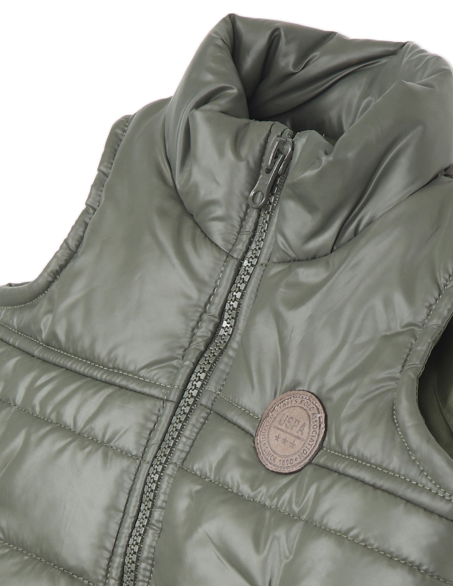 High Neck Sleeveless Puffer Jacket Olive - U.S. POLO ASSN. | Large